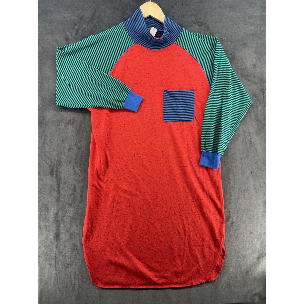 VTG Jennifer Dale Colorblock Mock Neck Dress Top One Size Made in USA